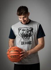 T-shirt med bjørnehoved navy/grå